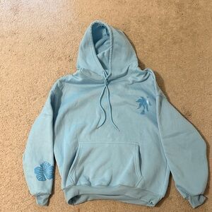 Pink Palm Puff Blue Hoodie